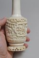 Fine Chinese Carved Bone Miniature Vase Or Snuff Bottle 7”h W Dragons Early 20c Snuff Bottles photo 4