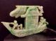 Antique Chinese Natural Jadeite Jade Boat With Stand Other photo 2