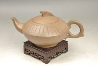 Antique 19th Century Chinese Yixing Teapot Carving Lines photo