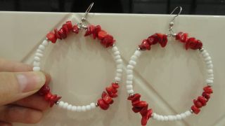 Chinese Red&white Agate Fashion Earrings photo