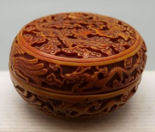 Decorated Oriental Chinese Box With Lid - Dragons & Phoenix photo