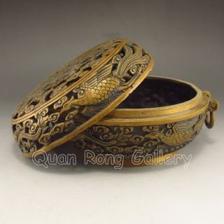 Chinese Bronze Incense Burner - Dragon & Phoenix W Ming Dynasty Mark Nr photo