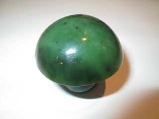Rare Antique Vintage Carved Jade Green Mushroom Unique Old Jadeite photo