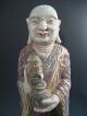 China Chinese Carved Wood Polychrome Standing Immortal? Buddha Ca.  20th Century Buddha photo 7
