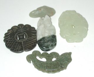 Five Hand - Carved Antique Jade Pieces photo