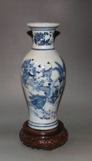 Antique China “大清乾隆年制“ Blue And White Porcelain Children Play Vase photo