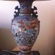 Antique Unique Asian Table Lamp Hand Made Painted Enameled Ceramic Vase - Japan Other photo 5
