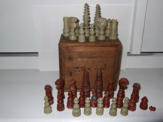 Antique Chinese Carved Soapstone Chess Set Foochow 1882 photo