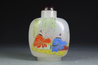 Chinese Handwork Jade Kid Old Snuff Bottle photo