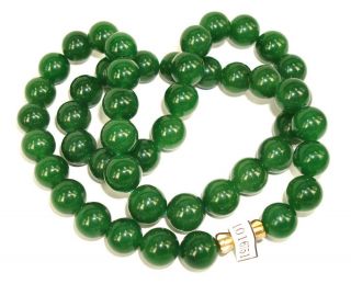 Jewelry Chinese 65g 100% Hetian Jade Carved Round Beads Necklace photo