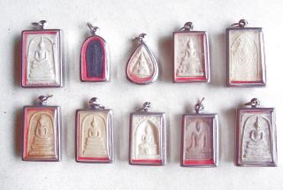 10 Thai Buddhist Buddha Antique Clay Amulet Medallions photo
