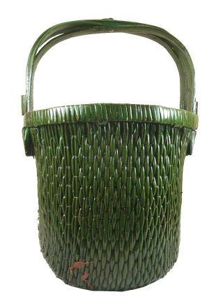 Chinese Antique Country Style Green Willow Basket photo