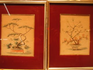 Antique Chinese Pair Of Paintings Signed Great Design photo