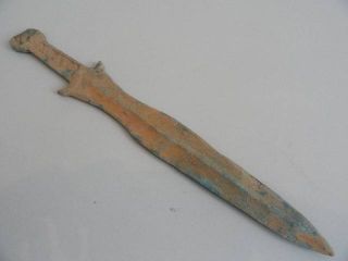 Bronze Chinese Swords Spearhead Carven Handle Heavy Long 05 photo