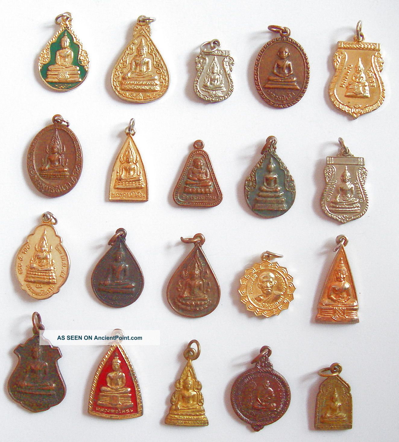 20 Thai Buddhist Buddha Lucky Antique Pendants Brass Necklaces & Pendants photo