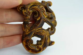 China Collectibles Old Decorated Handwork Jade Carving Dragon Pendant +++++++++ photo