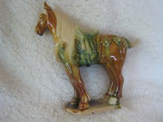 Tang Dynasty Sancai Tri - Colored Glaze Vintage China War Horse Figurine photo