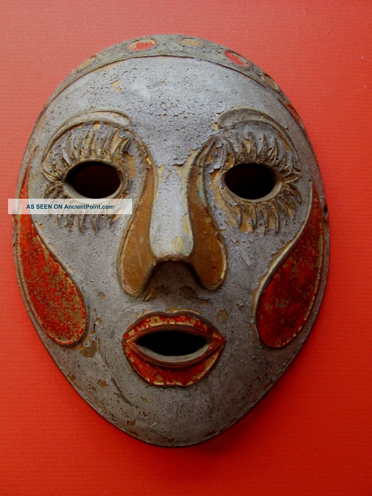 Vintage Bronze Painted Brass Asian Mask Other photo