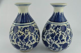 Asian Old Collectibles Decorated Handwork Porcelain Painting Flower Pair Vase photo