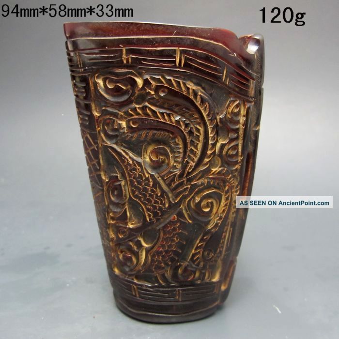 Old Antique 18 - 19th Chinese Ox Horn Hand - Carved Jiao Cup Nr/xb2408 Other photo
