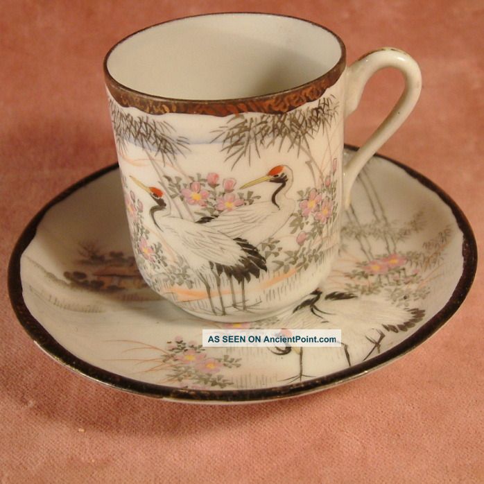 Japanese Vintage Hand Painted Porcelain Cup And Saucer Porcelain photo