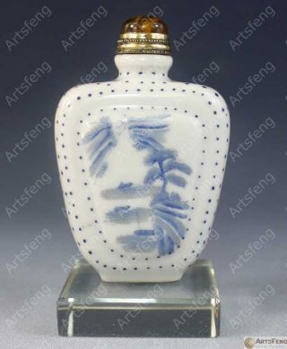 Sa734 Hand Made White Blue Porcelain Snuff Bottle photo