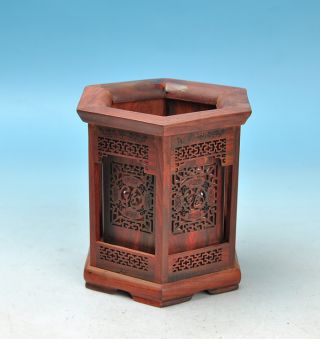 And Amazing 18th Century The Chinese Hollow Mahogany Hand - Carved Pen Holder photo