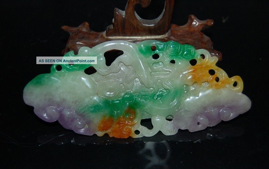 Chinese Natural Jadeite Level A Hand - Carved Statues Gecko&ganoderma Nr Other photo