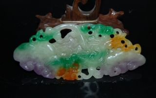 Chinese Natural Jadeite Level A Hand - Carved Statues Gecko&ganoderma Nr photo