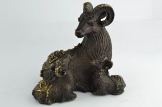 Asian Old Collectibles Decorated Wonderful Handwork Copper Sheep Statue Aaaaa photo