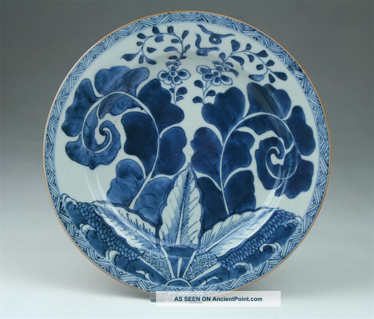 Unusual Antique 18thc Chinese Qing Yongzheng Blue & White Porcelain Plate Plates photo