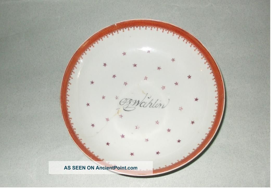 Chinese Export Porcelain Saucer W.  European Name C1770 - 80 Porcelain photo