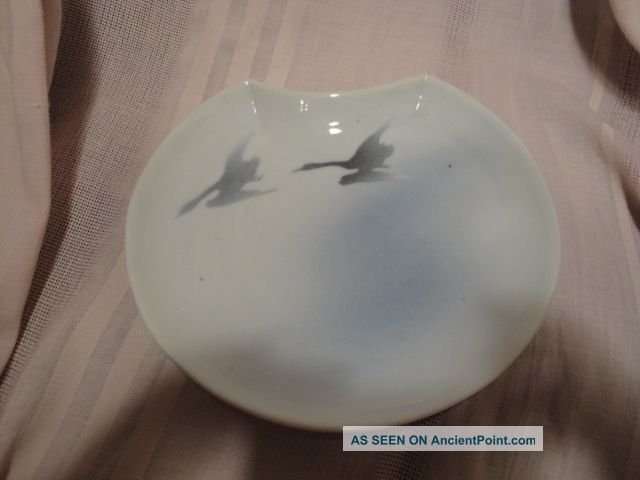 Gorgeous Signed Japanese Hirado Flying Crane Barber Bowl 19th C Other photo