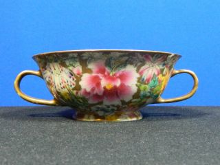 Chinese Antique Hand Painted Porcelain Mille Fleur Bowl 19 Century photo