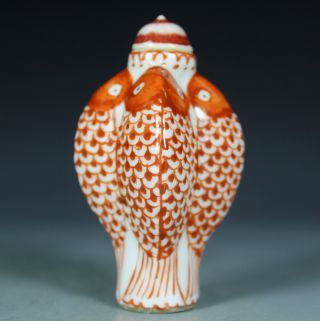Chinese Old Porcelain Handwork Painting Fish Snuff Bottle photo
