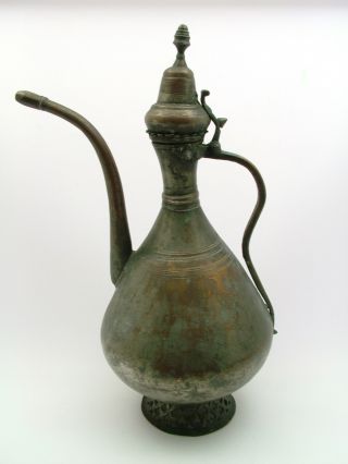 A Fine 19th C.  Ottoman Tinned Copper Hand Washing Water Ewer. photo