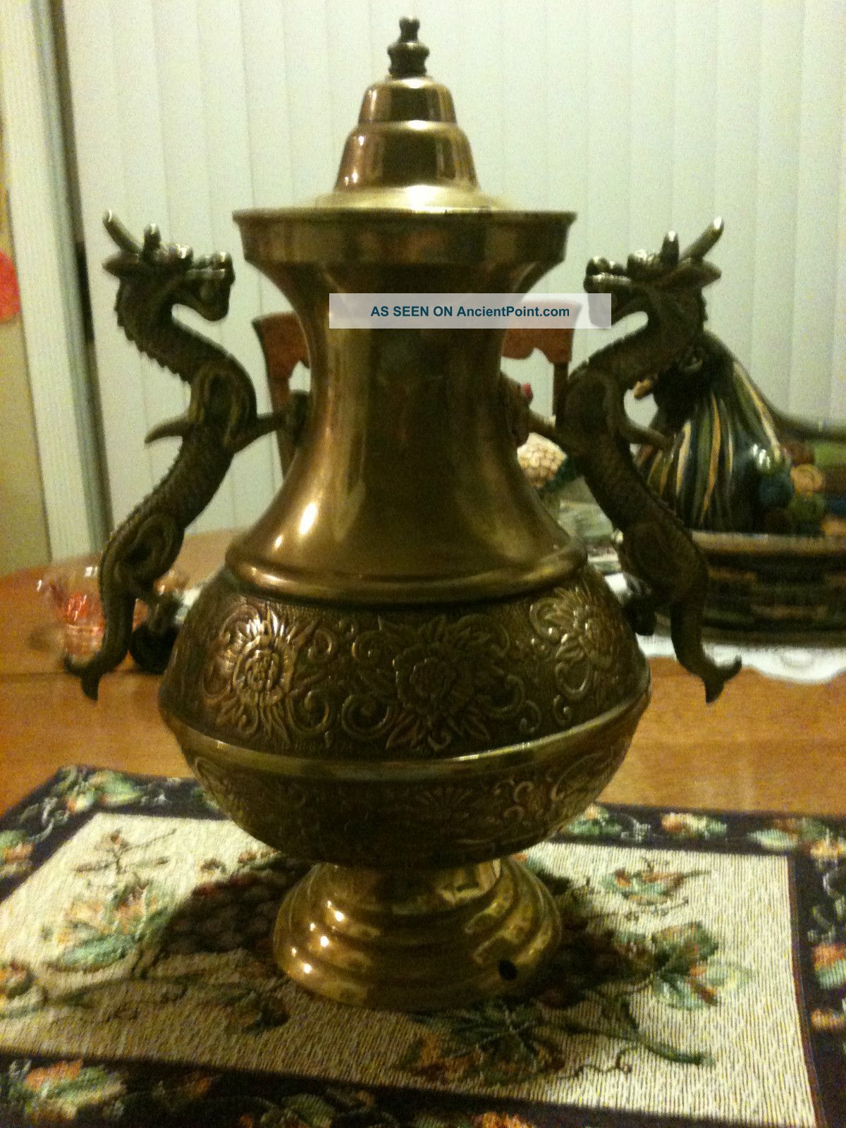 Antique? Interesting Large Brass Incense Burner,  Dragons.  2 Pieces Incense Burners photo