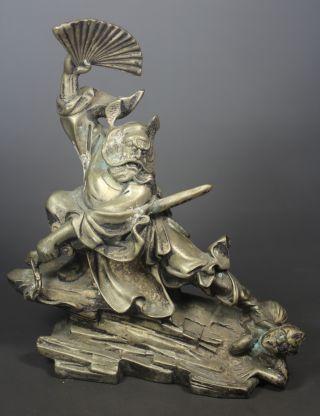 Wonderful Chinese Old Copper Handwork Hammered Folk Hero Statue Collectibles photo