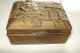 Vintage Collectible Very Old Brass On Copper Buddha Footed Landscape Trinket Box Boxes photo 1
