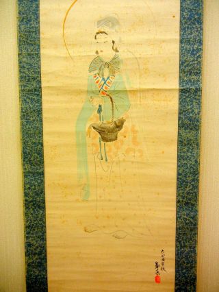 Japan Jiku,  Hanging Scroll,  Kannon Sama,  100 Years Ago,  Taisho Era,  Buddhism,  6 photo