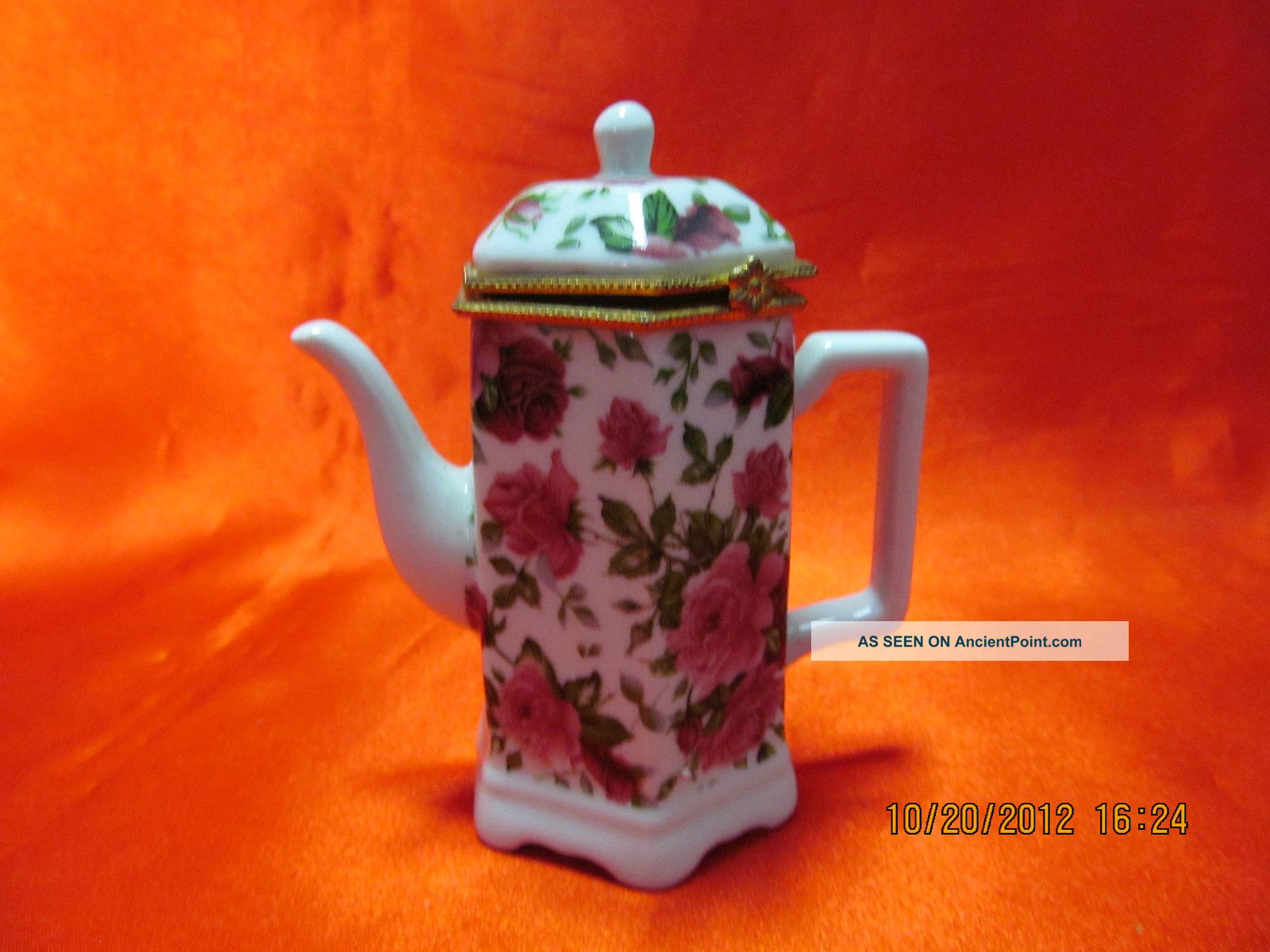 Fine Holiday Gift Chinese Porcelain Teapot Flowers Carved On Sale Teapots photo