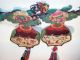 Antique Chinese Silk Embroidery Wedding Bed Bottle Vase Wall Hanging Sconce Pair Robes & Textiles photo 3