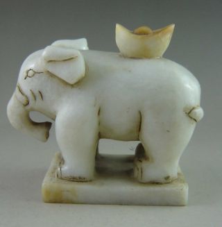 Old Chinese Hetian Jade Carved Elephant Carving photo