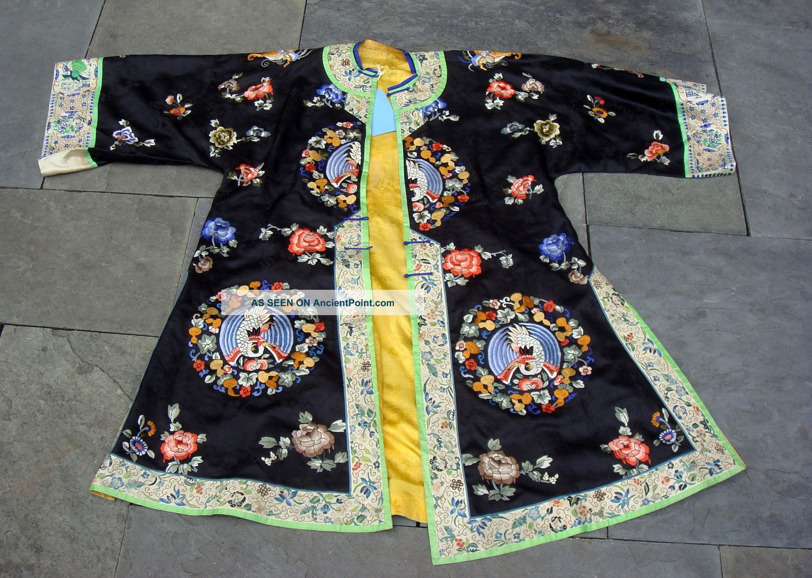 Antique Chinese Asian Silk Robe Coat With Pants Robes & Textiles photo