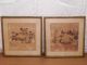2 Vintage Chinese Framed Hand Painted Silk Panel,  Highly Detailed,  13x14 