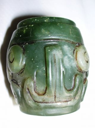 Acoin Old Xinjiang Hetian White Jade Drum With Mask 34mm Height Vr Vf photo
