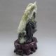 Fine Chinese Carved Dushan Jade Lotus Leaf Chicken Statue +stand Other photo 2