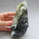 Fine Chinese Carved Dushan Jade Lotus Leaf Chicken Statue +stand Other photo 4