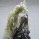 Fine Chinese Carved Dushan Jade Lotus Leaf Chicken Statue +stand Other photo 5