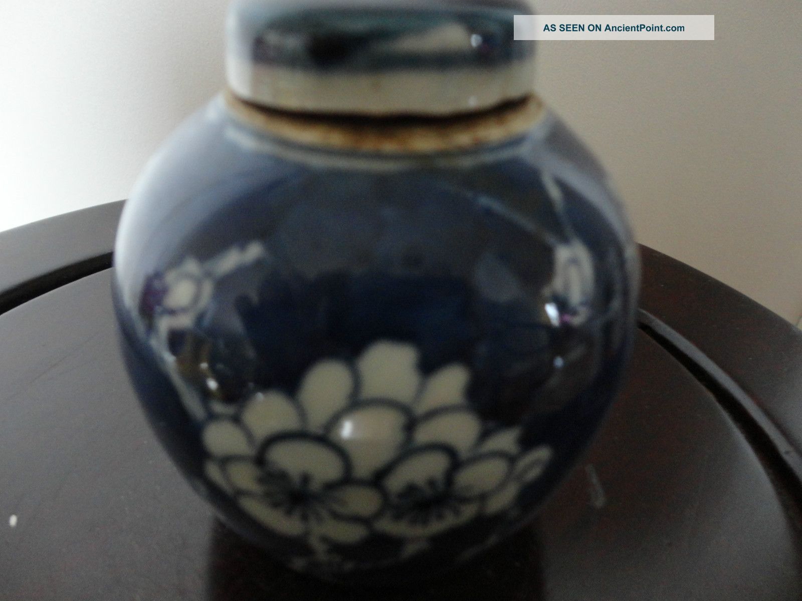 Old Chinese Blue Porcelain Pot With Flowers Pots photo